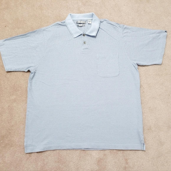 Geoffrey Beene Men's Size Large Polished Cotton Polo Shirt Baby Blue Extra Soft - Picture 1 of 8